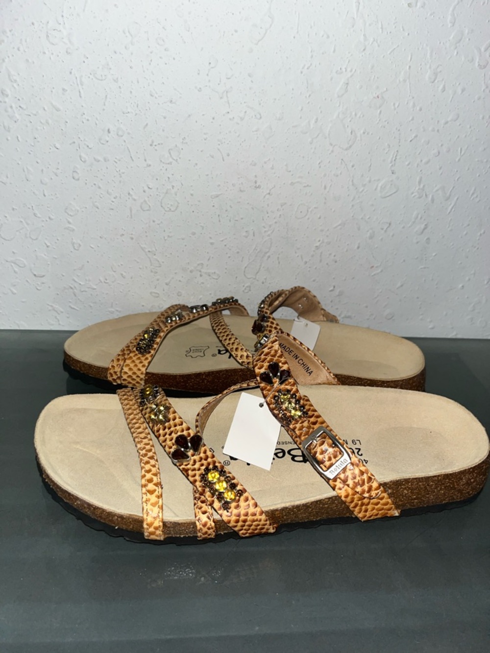NWT Betula Birkenstock Jeweled Faux Snakeskin Women’s Sandals US Sz 9 - Picture 6 of 6